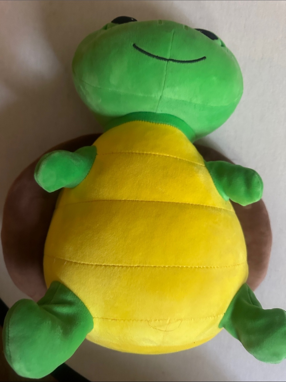 Plush Turtle Pet Toy - Green and Yellow Soft Squeaky Companion